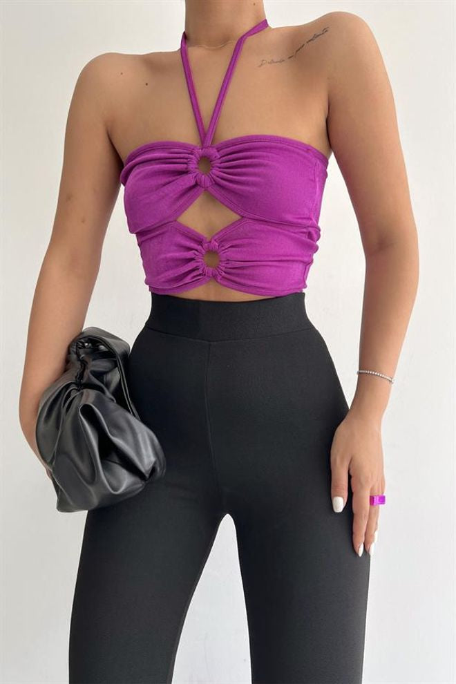 Bougainvillea Cut Out Halter Top