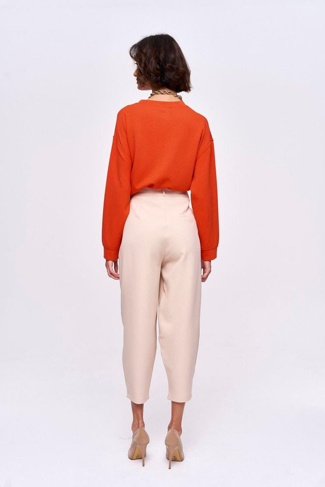 Balloon Tailored Beige Trouser