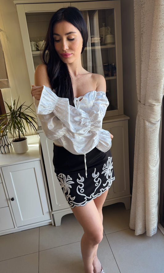 Embroidered mini skirt