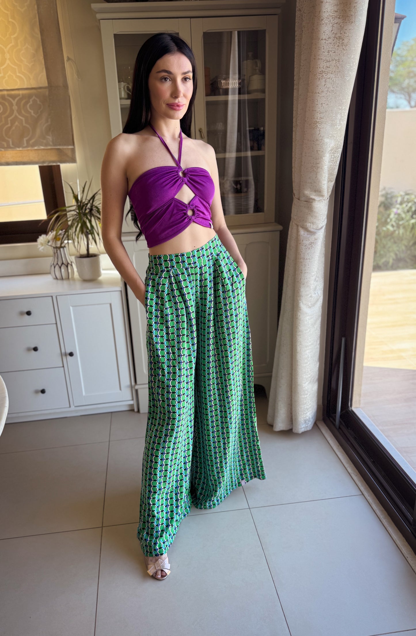Bougainvillea Cut Out Halter Top