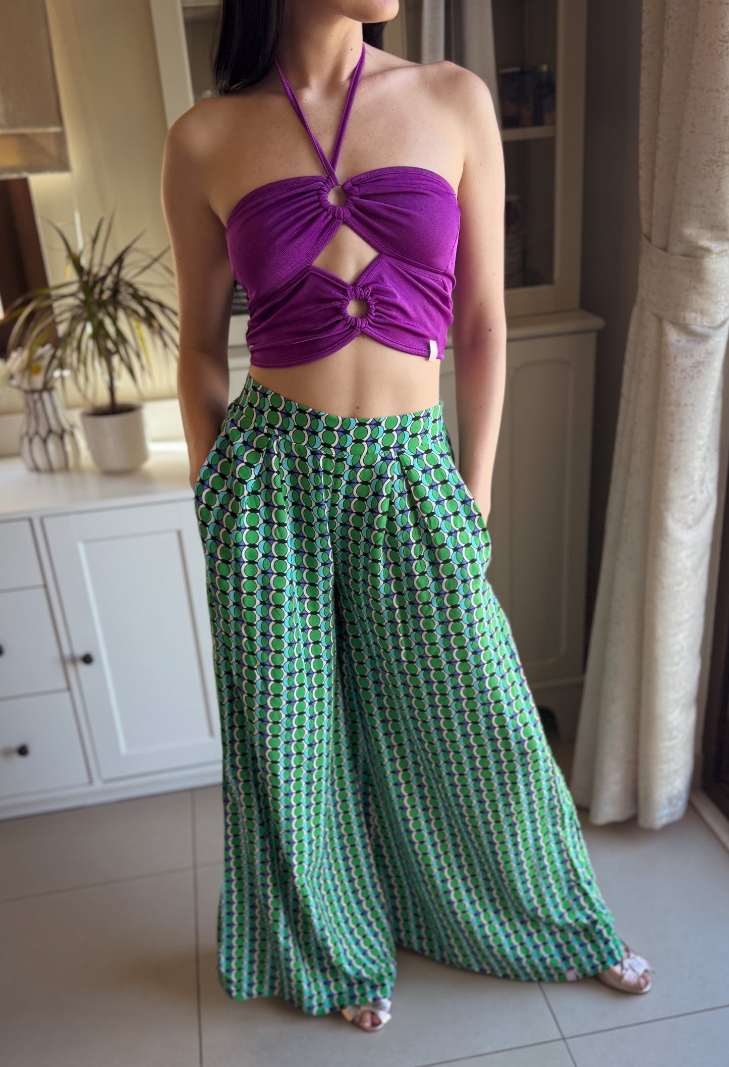 Bougainvillea Cut Out Halter Top