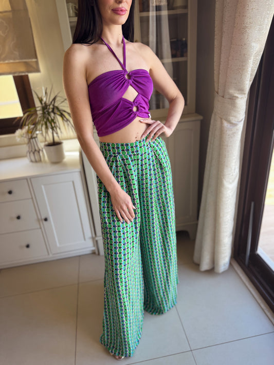 Bougainvillea Cut Out Halter Top