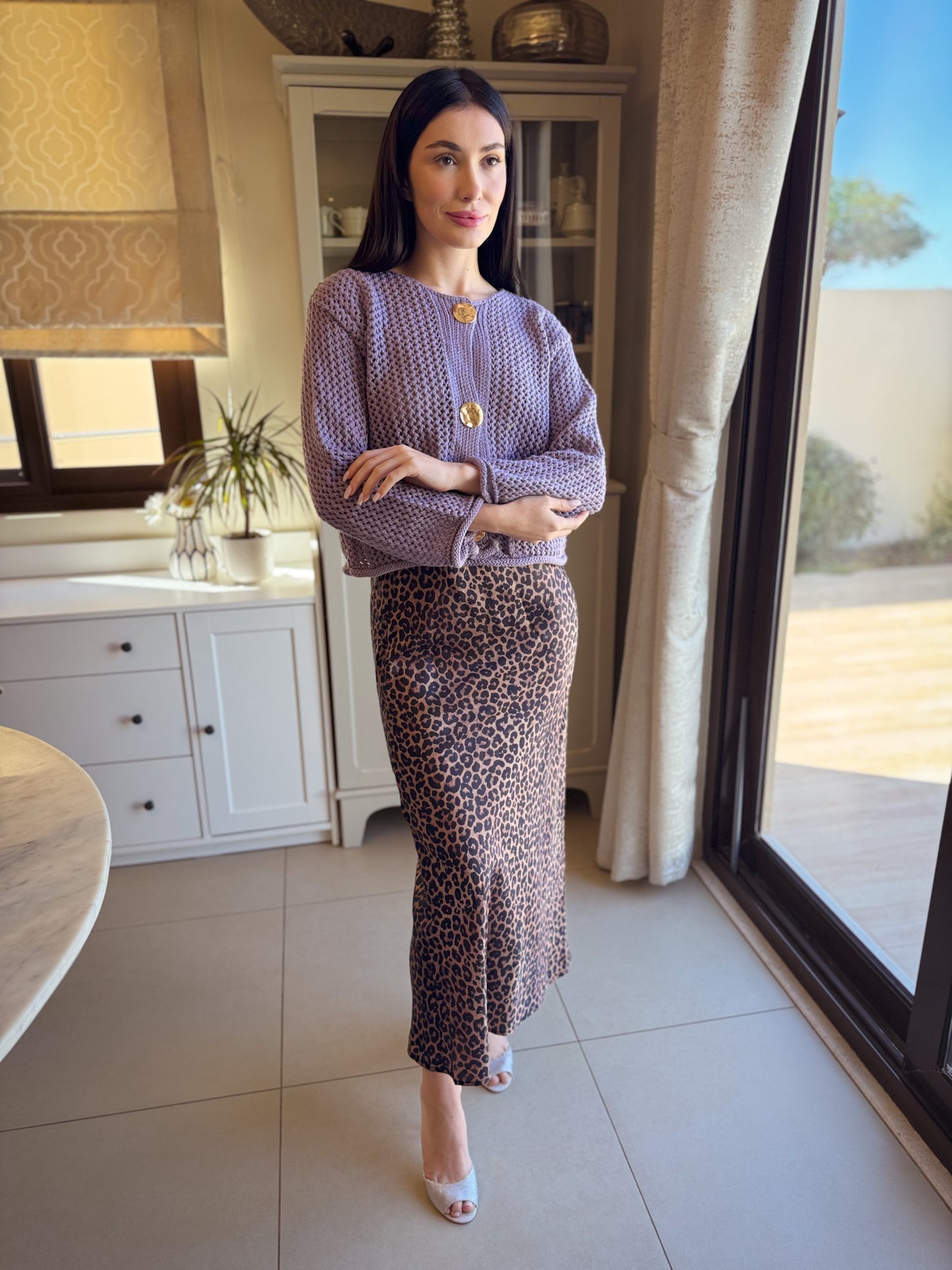 Lavender Chunky Knit Cardigan