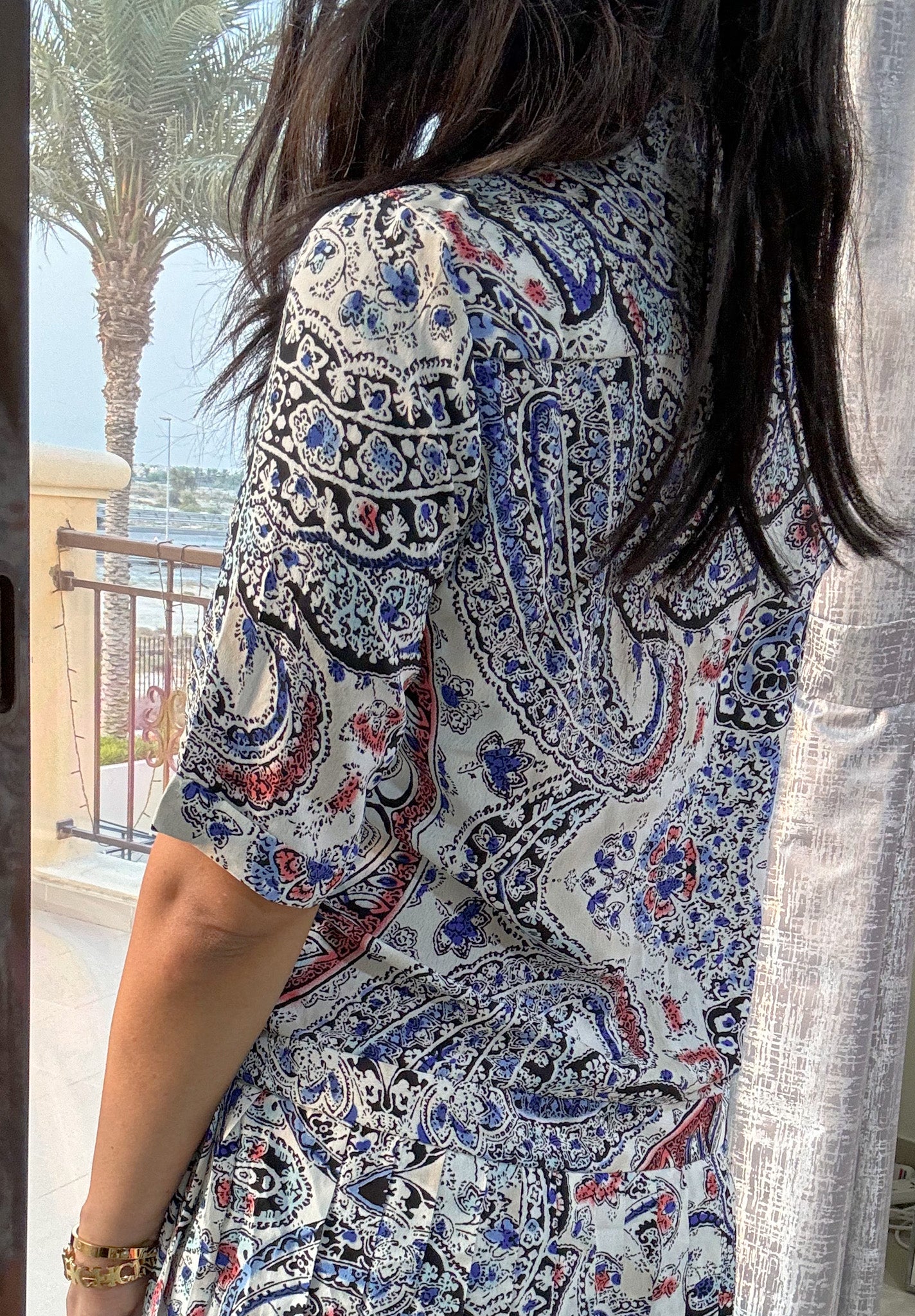 Pleated Paisley Dress