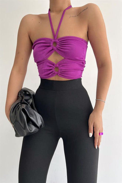 Bougainvillea Cut Out Halter Top