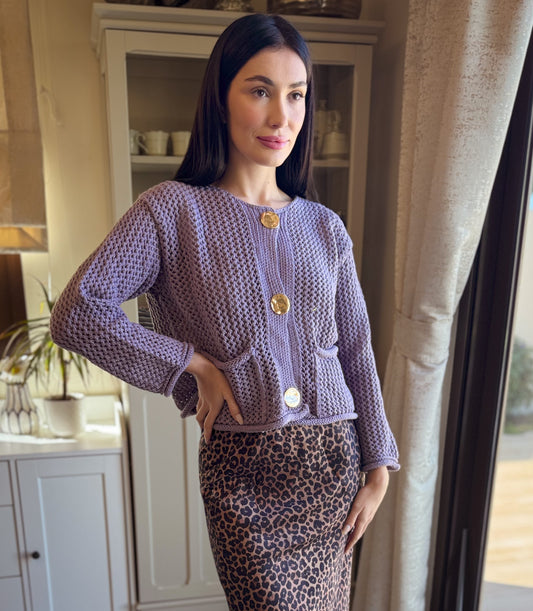 Lavender Chunky Knit Cardigan