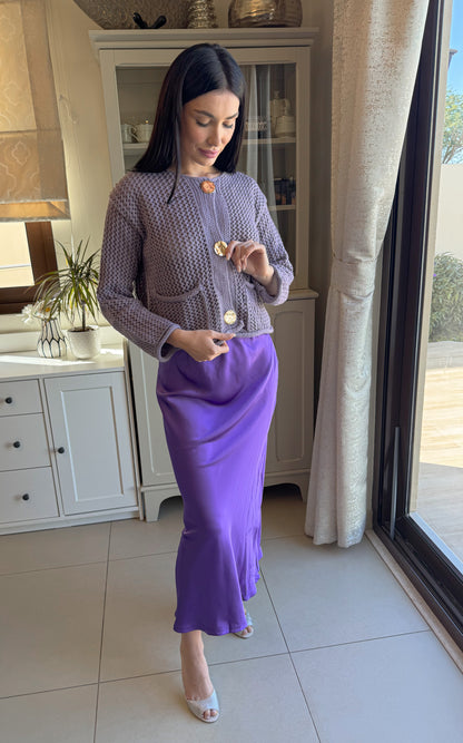 Lavender Chunky Knit Cardigan
